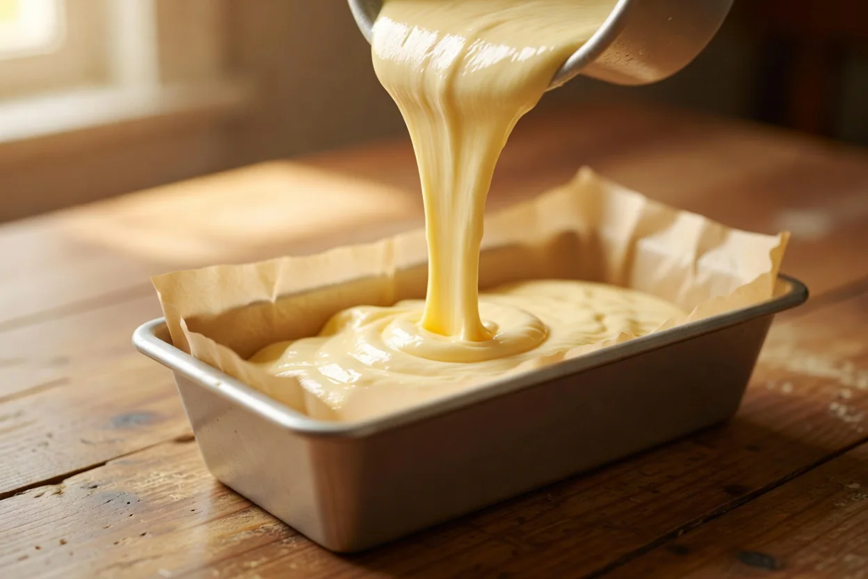 Rebanada de queque vegano esponjoso mostrando miga aireada y húmeda